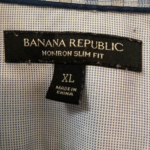 BANANA REPUBLIC button down up shirt plaid XL non iron slim fit - Picture 3 of 5